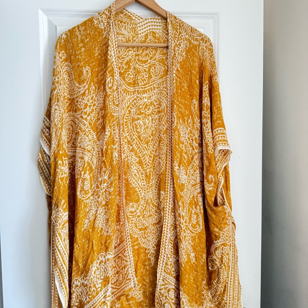Modena Mustard Paisley Kimono Cardigan